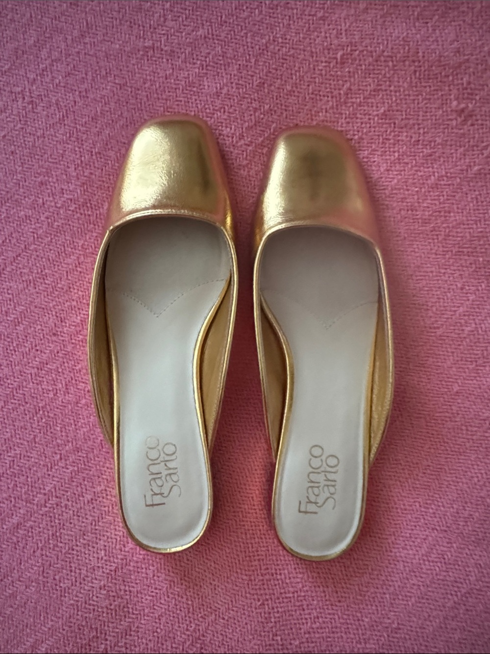 Franco Sarto Metallic Gold Square-Toe Mules